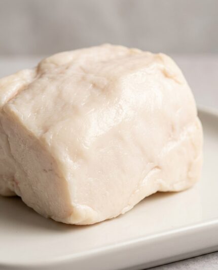 Lamb Tail Fat — A solid chunk of pure white lamb tail fat with a smooth, glossy, opaque surface
