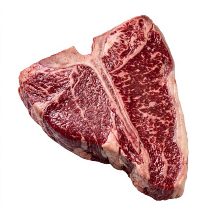 A raw beef T-bone steak