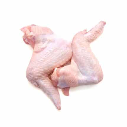 Two raw whole chicken wings with all three joints