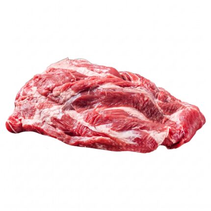 A raw boneless piece of lamb neck