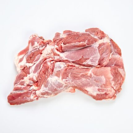 A raw boneless lamb shoulder opened out flat